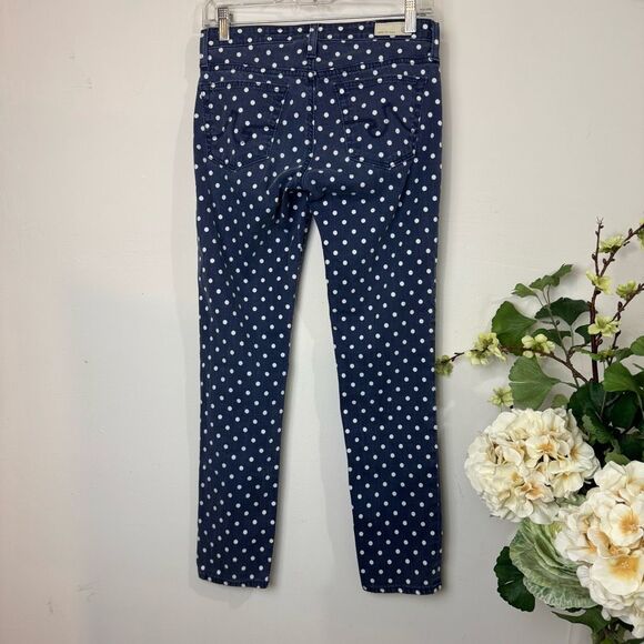 AG Adriano Goldschmied | the Stevie Ankle | Slim Straight leg Jeans | Navy Polka - Picture 5 of 10